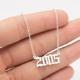thumbnail image 3 of OPOLSKI 1980-2019 Birth Year Number Charm Pendant Stainless Steel Chain Necklace Silver 2005#, 3 of 8
