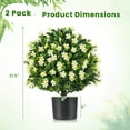 thumbnail image 3 of Costway 2 Pack Artificial Boxwood Topiary Ball Tree Faux Shrub Bushes with Flowers White, 3 of 10