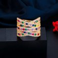 thumbnail image 6 of Luxury Yellow Gold Plated Resizable Multicolor CZ Cross Engagement Finger Ring, 6 of 9