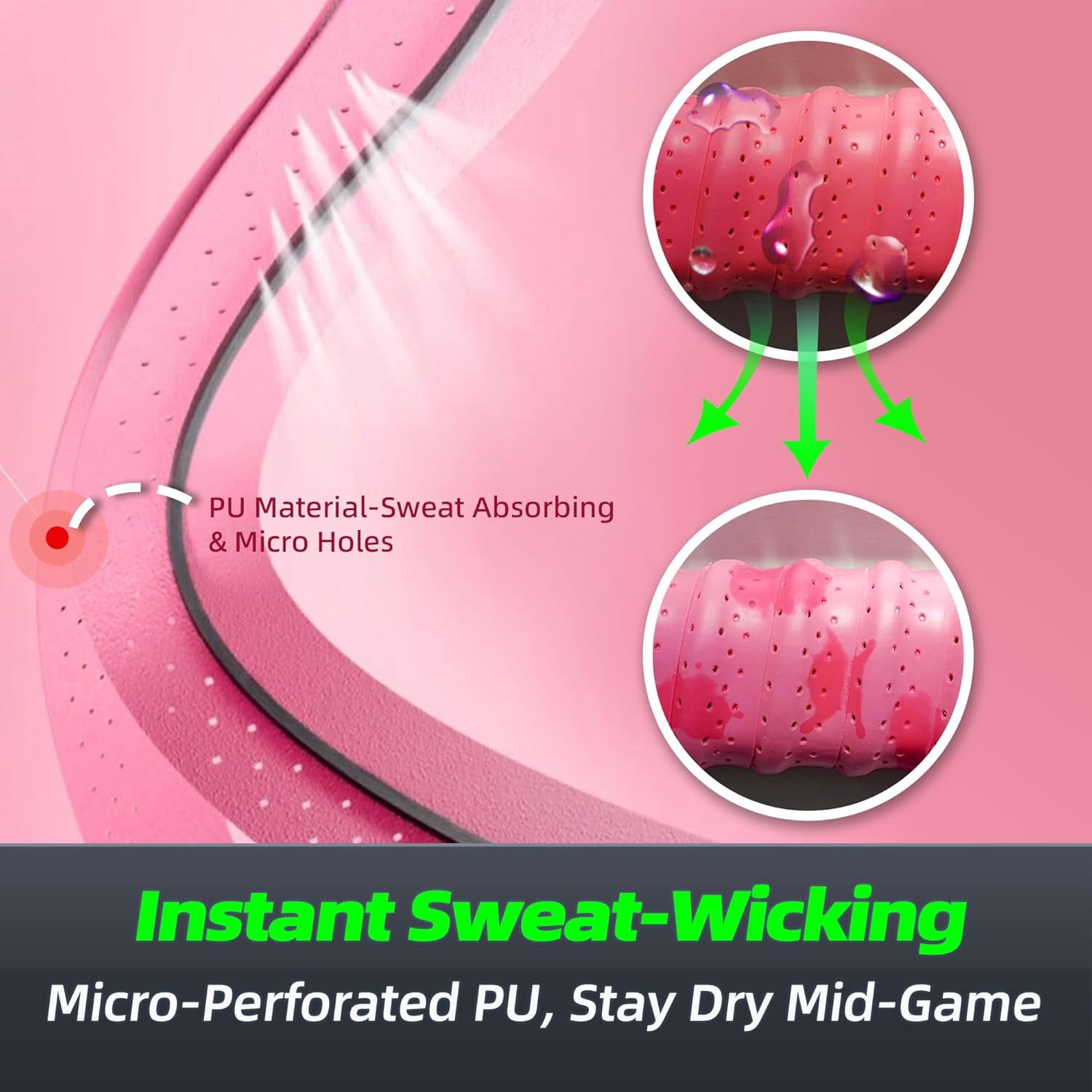 Ribbed Pickleball Overgrip Tape, Non-Slip Sweat-Wicking Racquet Grip for Pickleball/Tennis/Badminton