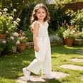 thumbnail image 6 of SERTGUTR Girls' Jumpsuit Romper Smocked Wide Leg Ruffle Strap Gingham Plaid Square Neck Casual Summer School Playground Everyday Wear, 6 of 9