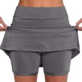 thumbnail image 2 of Skorts for Women with Pockets High Waisted Tummy Control Skirts Plus Size Casual Summer Athletic Skort Gray XL, 2 of 8