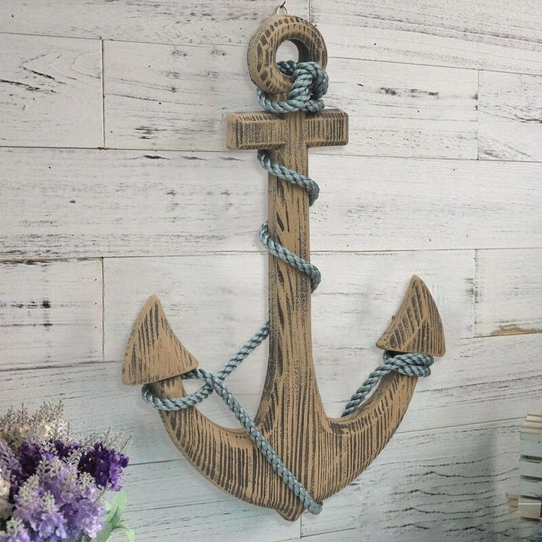 Adeco Ornamental Nautical Ship Anchor 24-inch Wood Wall Decoration
