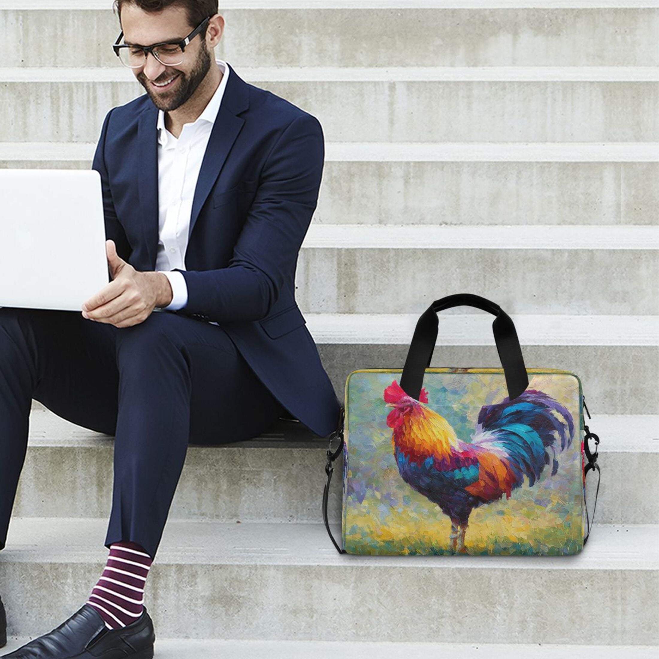 Laptop Bag Laptop Briefcase 15.7 x 3 x 11.8 Inches Laptop Bag Briefcases Laptop Storage Travel Laptop Bag Work Laptop Bag Beautiful Rooster