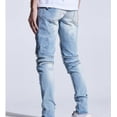 thumbnail image 3 of Crysp Denim Men's Biker Moto Distressed Rip & Repair Skinny Fit Stretch Jeans (34, Light Blue), 3 of 4