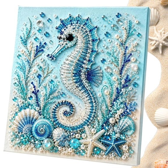 Ocean Theme Pearl Art DIY Kit, Octopus Diamond Painting Craft with Sparkling Beads for Adults Beginners Home Wall Decor