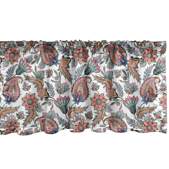 Ambesonne Paisley Window Valance, Motifs with Flower Leafs, 54" X 12", Multicolor