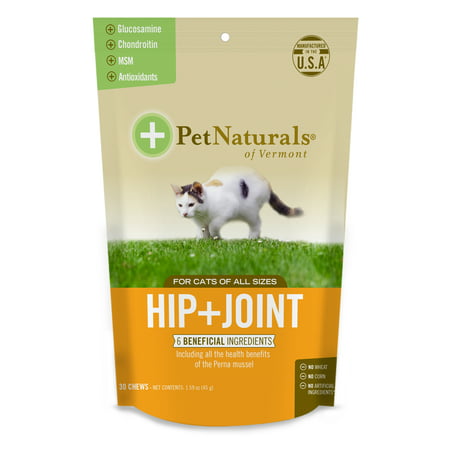 Pet Naturals of Vermont Hip + Joint for Cats, Daily Hip and Joint Support Supplement, 30 Bite-Sized (Best Joint Supplement For Cats)