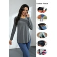 thumbnail image 2 of BUENOS NINOS Women's Long Sleeve Tops Tunic Casual Fall Shirts T Shirt Loose Blouse with Side Split, 2 of 6