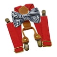 thumbnail image 1 of MERIGLARE Bretelles et Nœud Papillon pour Enfants Garçons Filles Pantalons Rouges, 1 of 9