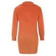 thumbnail image 5 of Lovskoo Sweater Dress for Women Medium Length Sweater Skirt with Lapel Lantern Sleeves Knitted Solid Color Long Skirt Orange, 5 of 7