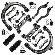 Detroit Axle - Front 18pc Suspension Kit for Chevy Trailblazer EXT SSR GMC Envoy Buick Rainier 9-7X, 4 Control Arms 4 Ball Joints 4 Sway Bars Front & Rear 4 Outer Inner Tie Rods Replacement 2 Boots