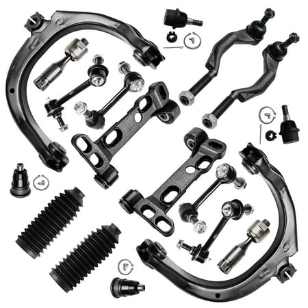 Detroit Axle - Front 18pc Suspension Kit for Chevy Trailblazer EXT SSR GMC Envoy Buick Rainier 9-7X, 4 Control Arms 4 Ball Joints 4 Sway Bars Front & Rear 4 Outer Inner Tie Rods Replacement 2 Boots