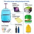 thumbnail image 3 of J World Unisex Sundance 20" Rolling Backpack with Laptop Sleeve for School and Travel, Sky Blue, 3 of 8