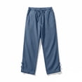 thumbnail image 4 of Mifsaly Mens Linen Capri Pants Lightweight Loose Fit Cropped Trousers Comfortable Beach Lounge Summer Vacation Capris with Pockets Navy,L, 4 of 6