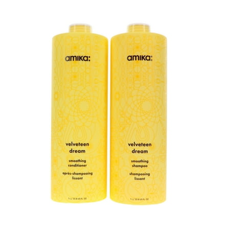 Amika Velveteen Dream Smoothing Shampoo 33.8 oz & Conditioner 33.8 oz Combo Pack