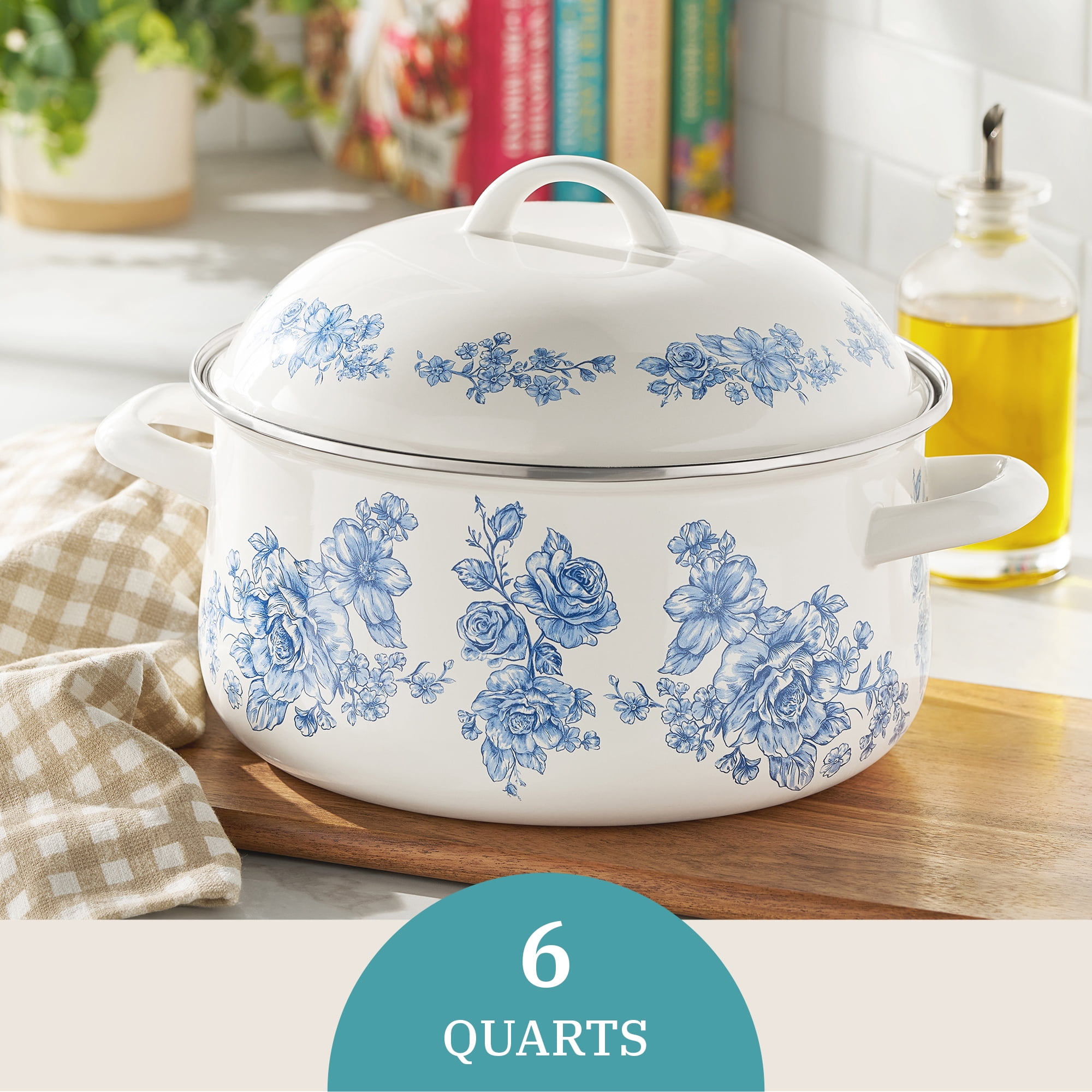 The Pioneer Woman Agatha Enamel-on-Steel 6-Quart Dutch Oven, Blue