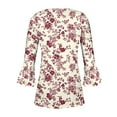 thumbnail image 4 of CYMMPU Fall Fashion Shirts 3/4 Sleeve Spring Tops Blouses for Women Dressy Casual Loose Fit Floral Pattern Tunic Tops Button V Neck Flare Sleeve Pleated Dressy T-Shirts Multicolor XXL, 4 of 5