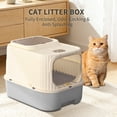 thumbnail image 2 of Cat Litter Box with Drawer, Enclosed Litter Tray for Cat, Rabbit, Anti Urine Leakage Easy to Clean (Gray), 2 of 7