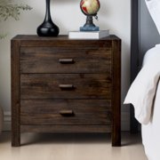 Ktaxon Solid Wood Nightstand with Outlets & USB Ports, 3 Drawer Traditional Cottage Bedside Table, Brown
