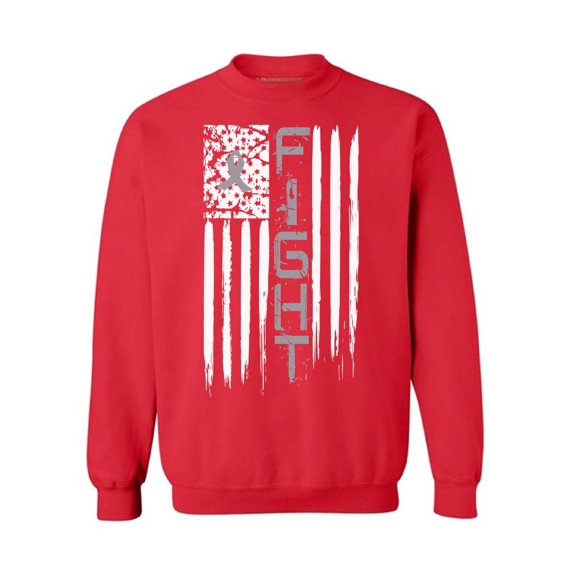 Awkward Styles Unisex Brain Cancer Graphic Sweatshirt Tops Distressed American Flag Fight Gray Ribbon