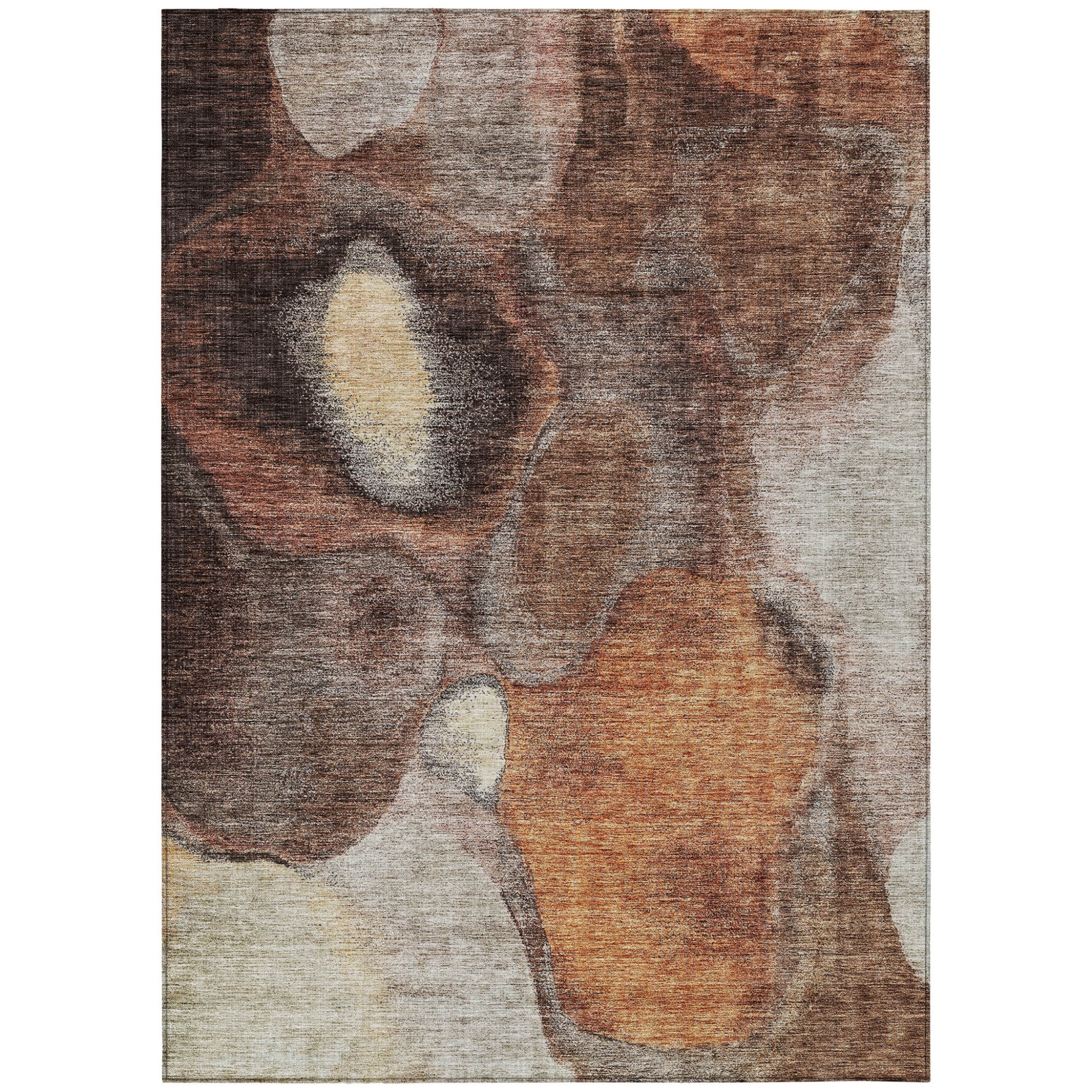 HomeRoots 605834 8 x 10 ft. Coffee, Copper & Beige Abstract Washable Indoor & Outdoor Rectangle Area Rug