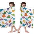 thumbnail image 4 of Colorful Dinosaur Assortment Pattern Hooded Bath Towel，60"x35" for Ages 3 To 12 Kids, Quick Dry Lightweight Soft Microfiber Hood Beach Towel Cover Up for Kids, 4 of 7