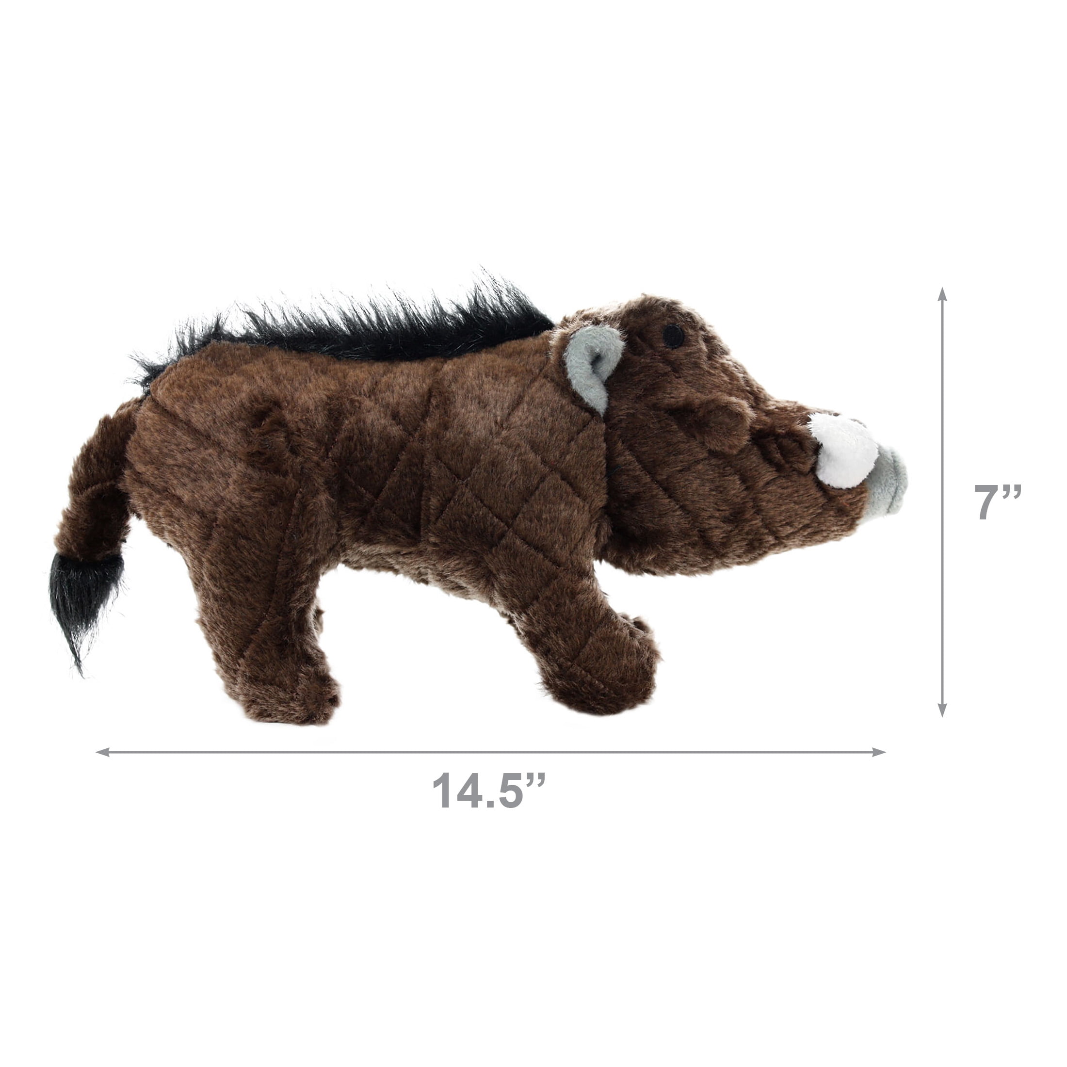 Mighty Safari Warthog Brown Durable Plush Squeaky Dog Toy