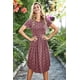 thumbnail image 3 of Vestido de verano para mujer, manga corta, bolsillo, modesto, informal, para profesor, rojo, XL, 3 of 5