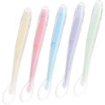 thumbnail image 1 of Cuchara de bebé, 5 piezas de cuchara de silicona para bebé, juego de cubiertos para animar a su bebé a comer de forma independiente, punta redondeada libre de Bpa, 11 Afortunado Sencillez, 1 of 2