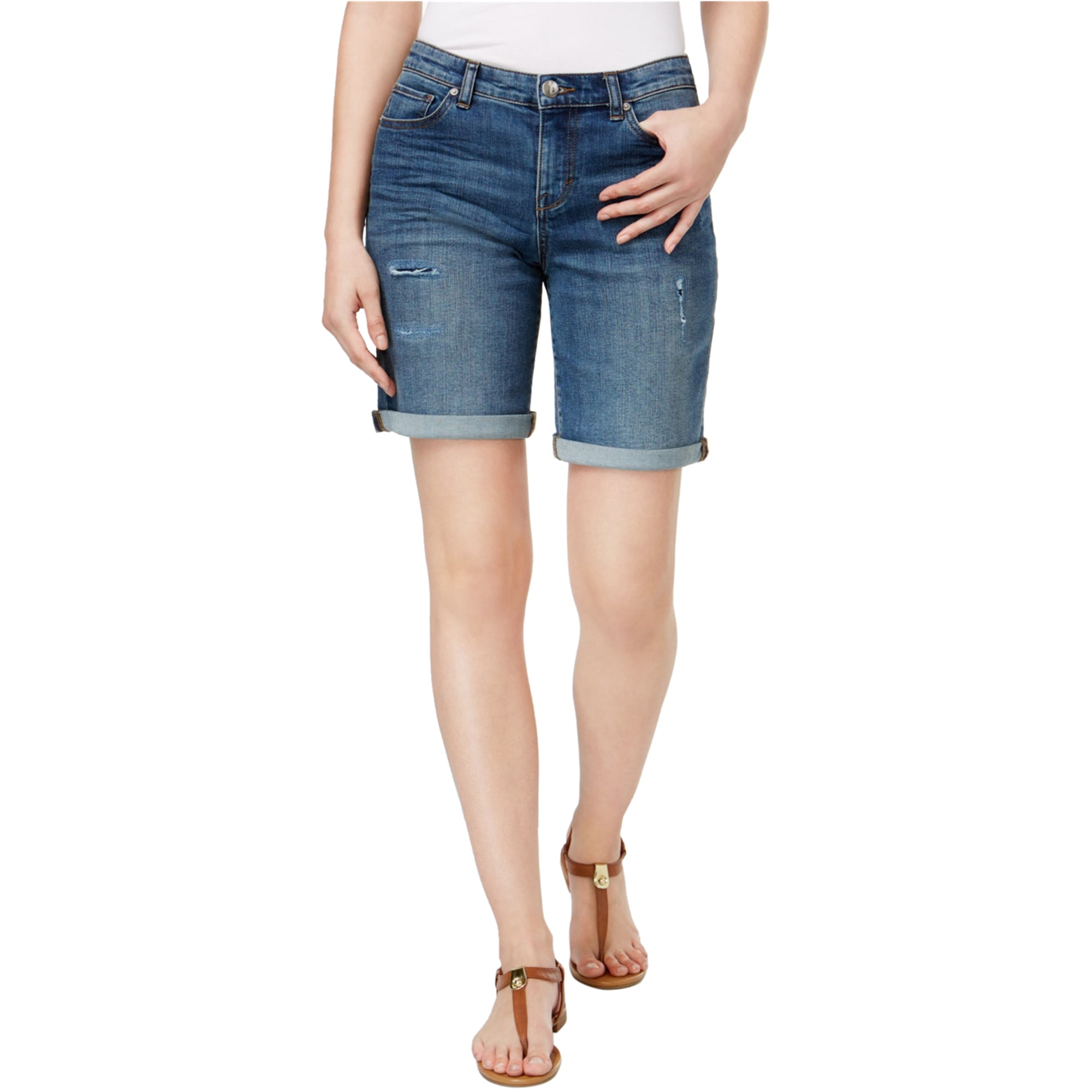 Style & Co. - Style&co. Womens Cuffed Casual Bermuda Shorts, Blue, 8 ...