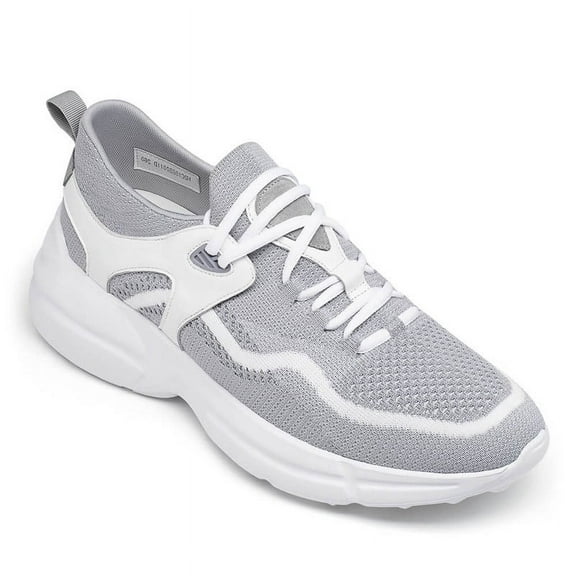 CMR CHAMARIPA Lightweight Elevator Shoes - Gray Knit Height Increasing Sneakers For Men 7CM / 2.76 Inches