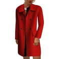 thumbnail image 2 of Lovzfmll Fall Jackets for Women, Solid Color Wool Blend Coat, Long Length Trench Style, Fall Winter Clothing, 2 of 6