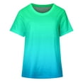 thumbnail image 4 of Womens T Shirts Summer Casual Crew Neck Gradient Print Short Sleeve Summer Tops for Women Green XXL, 4 of 4