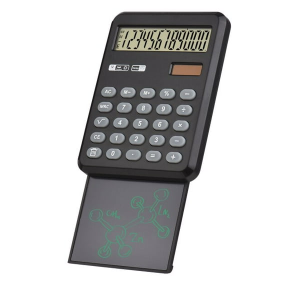 Calculator Push-pull 4 Inch LCD Writing Tablet Digital Drawing Pad 12 Digits Display with Stylus Pen Erase Button Lock Function(Black)