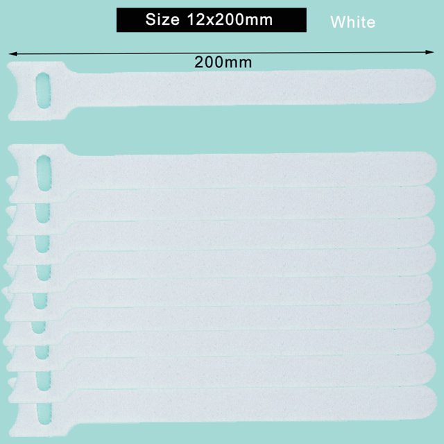10/20/30 Pcs Attaches de Câble Réutilisables Bande Auto-Agrippante Sangles de Câble Attaches de Fil Gestion des Câbles Organiseur de Cordons Ajustable Blanc 12x200mm 30 Pcs