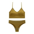 thumbnail image 4 of VBTAPA Womens Workout Sets Spaghetti Straps Sports Bra with High Waisted Panties 2 Piece Bikini Lingerie Set Gym Yoga Active Wear Matching Sets Yellow XL, 4 of 7