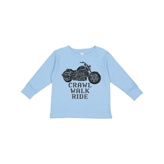 Inktastic Crawl Walk Ride Motorcycle Boys or Girls Long Sleeve Toddler T-Shirt