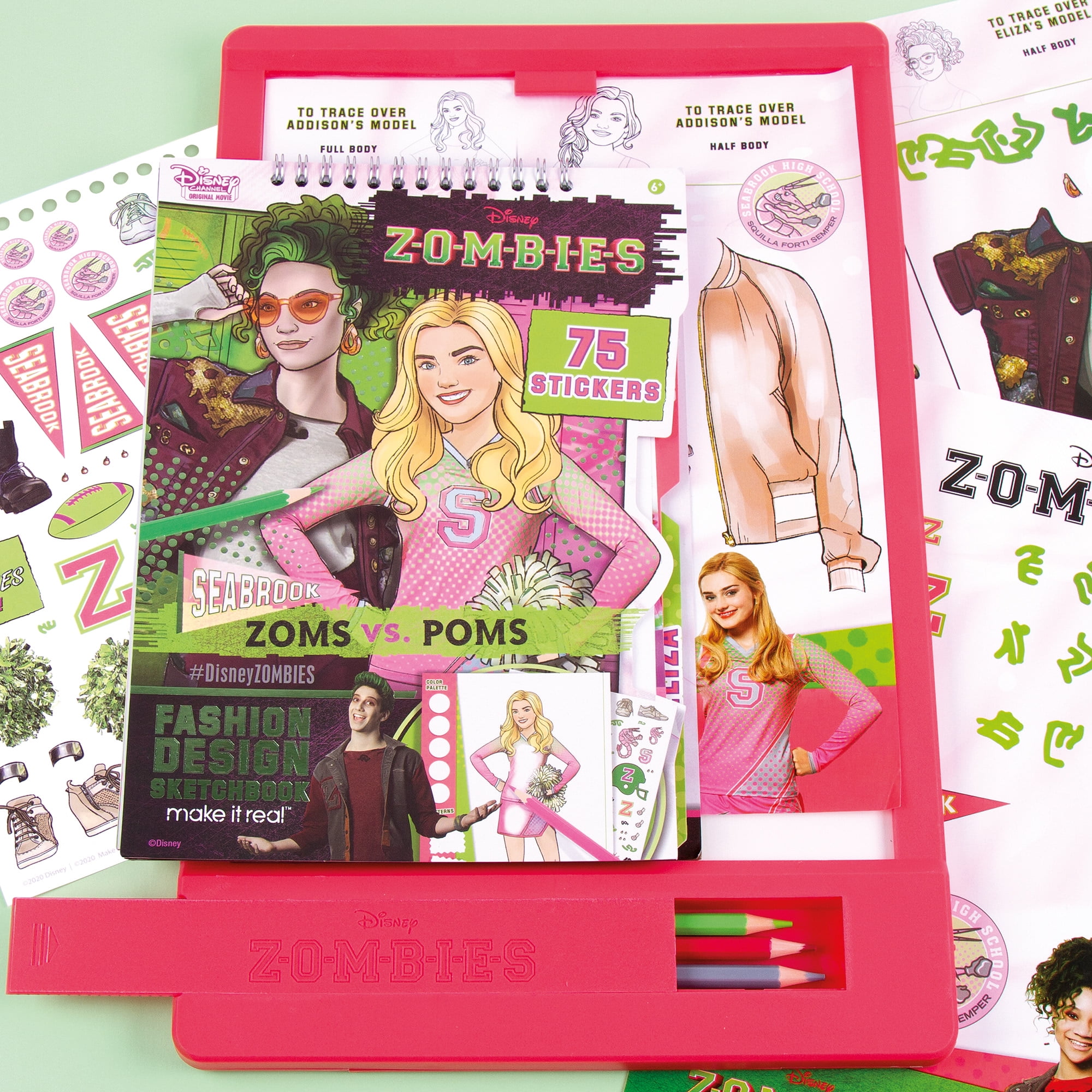 Disney: Zombies Fashion Design Coloring & Tracing Light Table 9 Piece Set- Sketchbook, Stickers & Coloring Pencils, Lights up for Easy Tracing, Tweens & Girls Ages 8+
