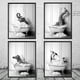 thumbnail image 1 of Póster de animales en blanco y negro Vevor pintura de elefante cebra pingüino jirafa lienzo decoración del baño, 1 of 5