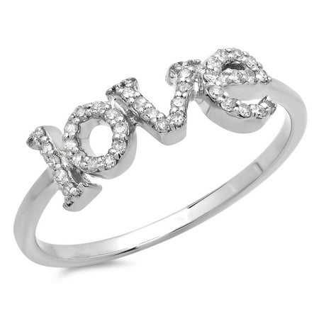 Dazzlingrock Collection 0.15 Carat (Ctw) 10K Round White Diamond Ladies Promise Love Engagement Ring, White Gold, Size 7