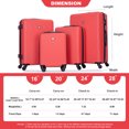 thumbnail image 2 of 4 Piece Luggage Set , ABS Hard Shell Suitcase Set 16/20/24/28 inches, Hardshell Lightweight Luggage Sets with TSA Lock,and 360°Rotating Wheel, Large Suitcase for Men Women, Red, 2 of 9
