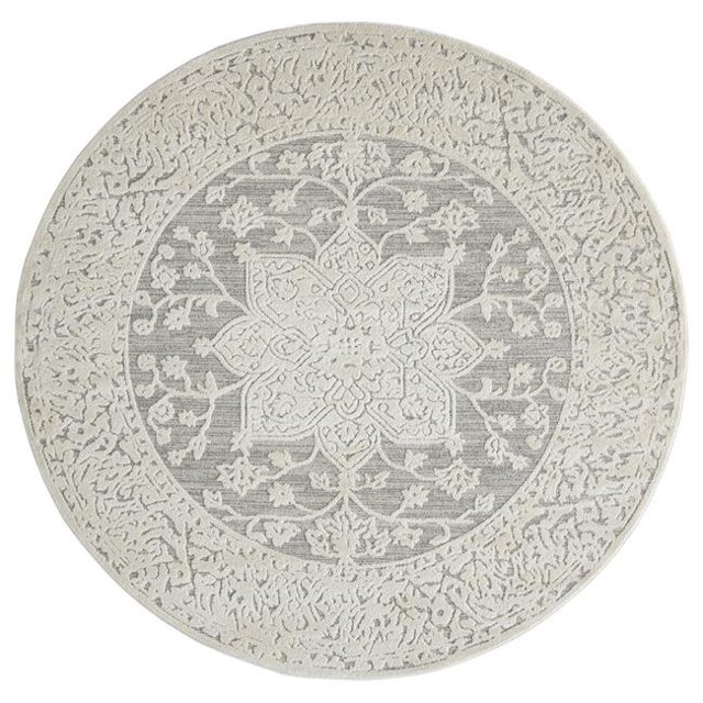 United Weavers 2900 60126 88R 8 ft. Santa Barbara Star Round Power Loomed Rug, Taupe