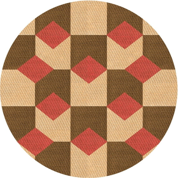 Ahgly Company Machine Washable Indoor Round Transitional Yellow Orange Area Rugs, 4' Round
