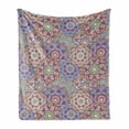 thumbnail image 1 of Lotus Soft Flannel Fleece Throw Blanket, Mandala Pattern with Mixed Floral Folk Circles Colorful Oriental Florets Design, Cozy Plush for Indoor and Outdoor Use, 50" x 60", Multicolor, by Ambesonne, 1 of 6