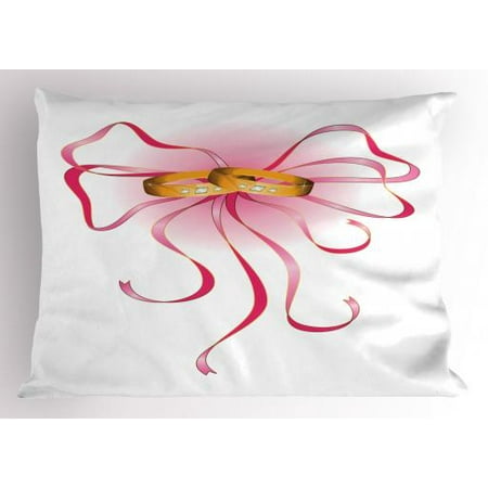 Engagement Party Pillow Sham A Pair Of Wedding Rings On Silky Bow