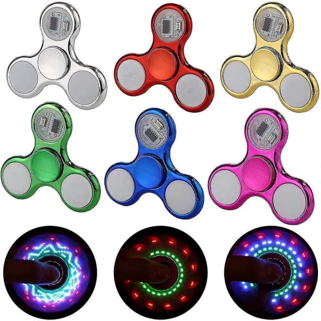 Fidget Spinners 6 Pack,led Light Up Clear Fidget Toys, Adhd Anxiety Toys Stress Relief Reducer Spin For Kids (6 Pack)