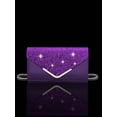 thumbnail image 6 of REMANLAND Purple Sparkle Envelope Evening Clutch with Rhinestone Jewelry Set, Matching Drop Earrings Necklace Bangle Women Formal Party Handbag, 6 of 7