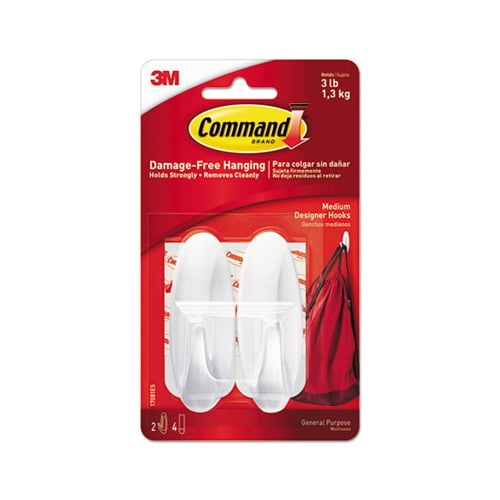 Plastic Command Clear Hooks and Strips Medium 2 Hooks with 4 Adhesive Strips per Pack 