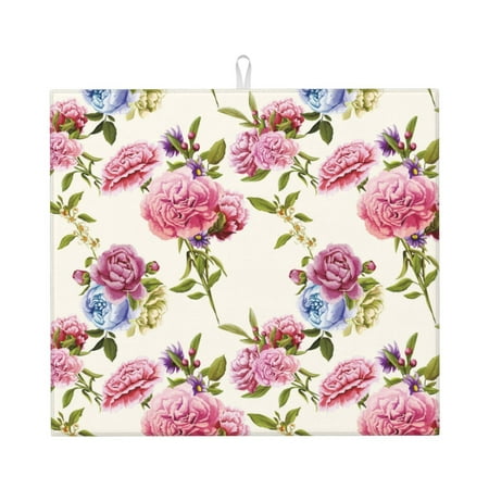 

Dish Drying Mats for Kitchen Counter Carnations Flowers Bouquet 16x18in Dish Drying Pad Coffee Mat with Hanging Loop Super absorbent Kitchen Counter Mat Coffee Bar Accessories